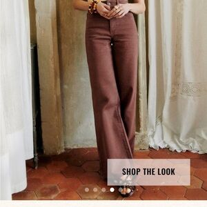 Sezane NEW 70’s Brown Wide-Leg Pants size 10